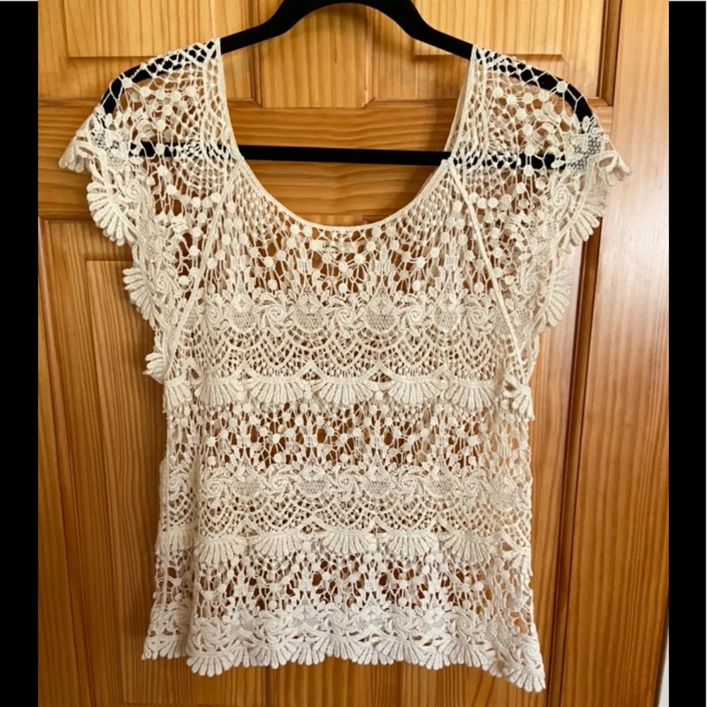 Summer Lace Cream Knit Top